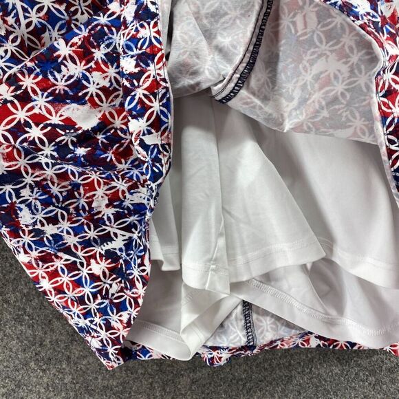 CJ Banks Skort Women 24W Plus Blue Geometric Short A-Line Lined Cotton Button - Picture 9 of 10